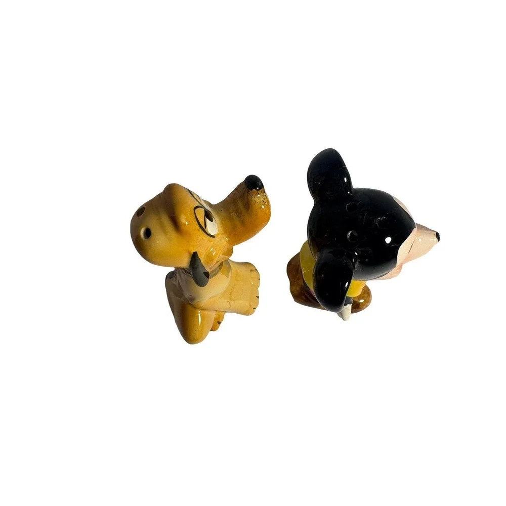 Vintage and Rare Disney‎ Mickey and Pluto Salt and Pepper Set 1960s